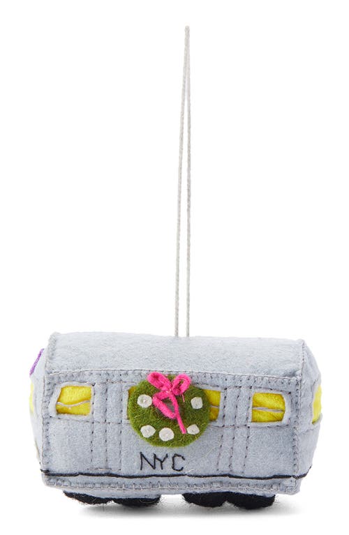 Silk Road Bazaar Handmade Subway Car Felted Wool Ornament In Multi