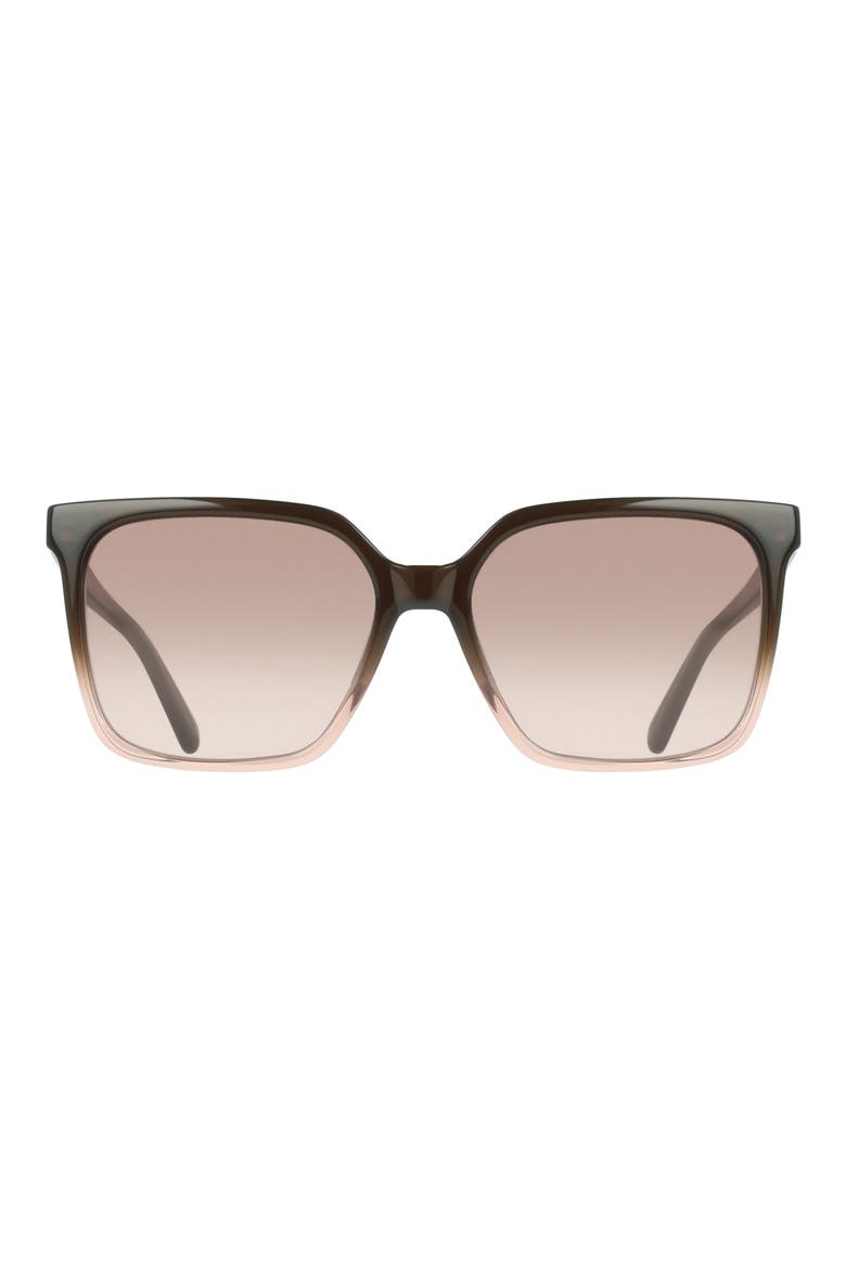 57mm Rectangle Sunglasses, Main, color, TRANSPARENT BROWN GRADIENT
