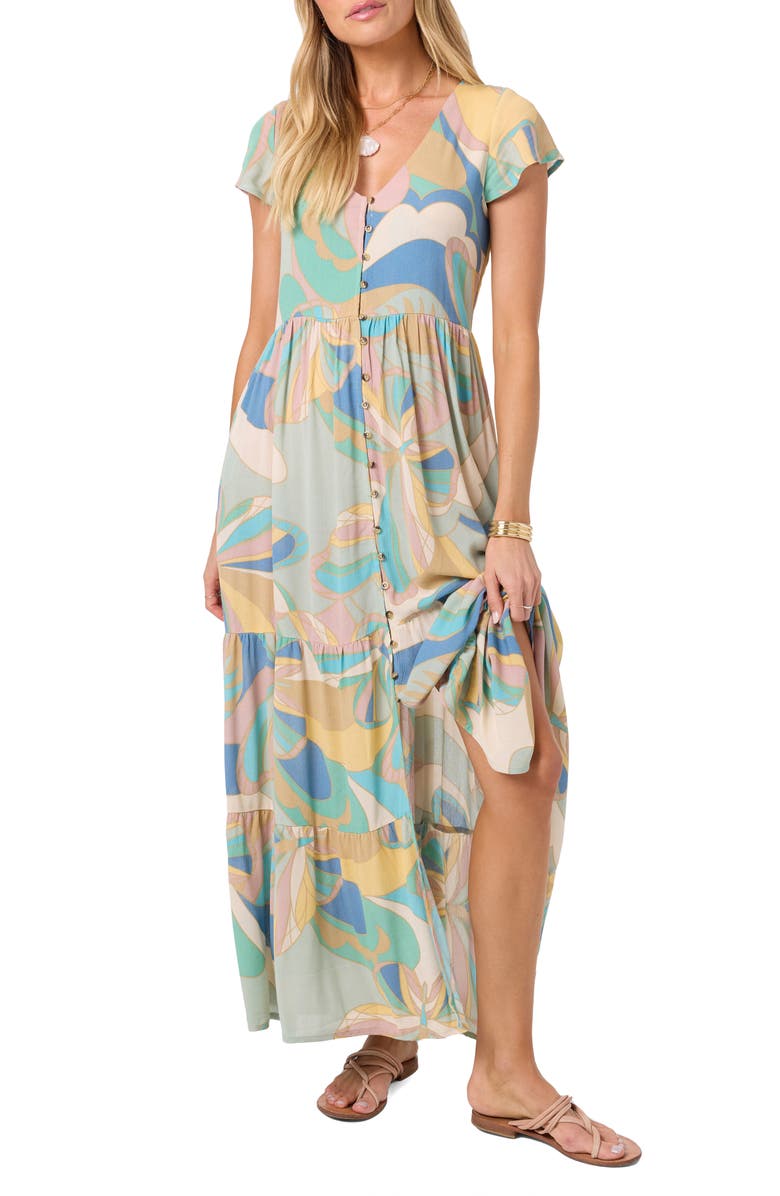 O'Neill Zygrid Butterfly Maxi Dress, Alternate, color, Desert Sage