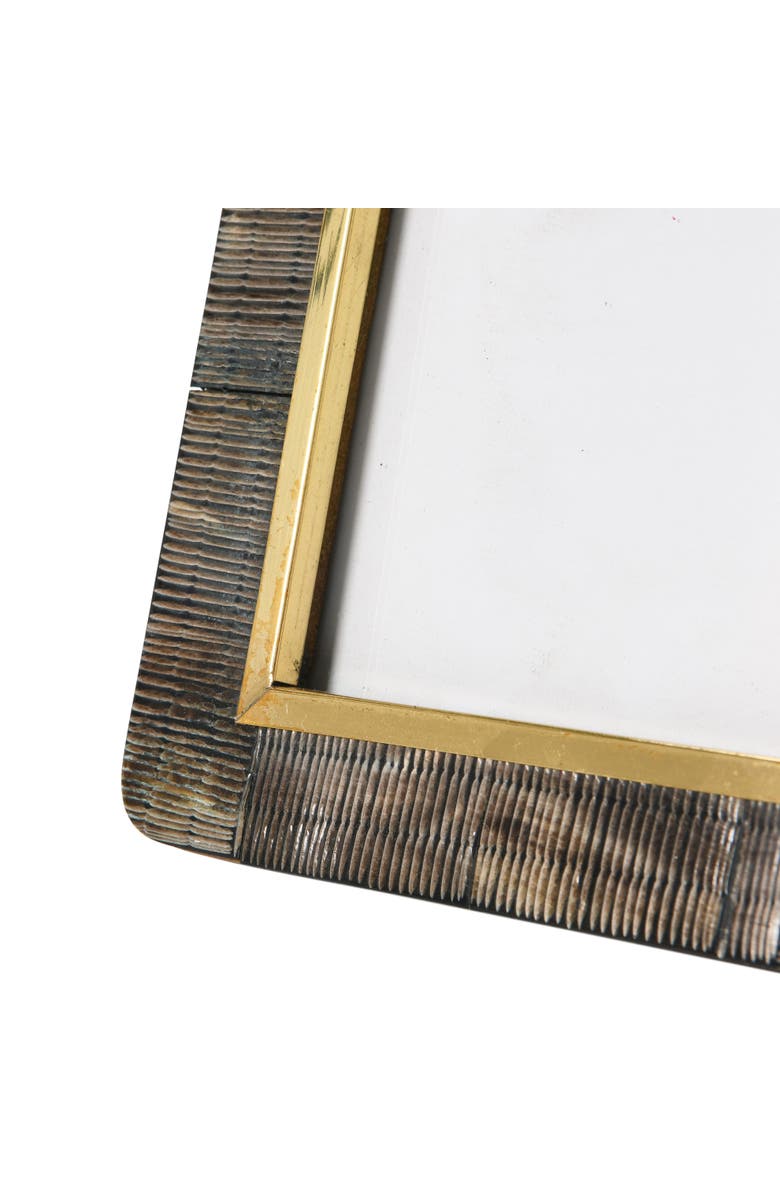 Storied Home Hand-Carved Horn Photo Frame with Brass Border, Alternate, color, Black