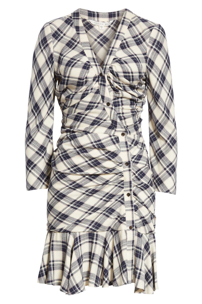 Rowe Asymmetrical Button Dress, Alternate, color, NAVY