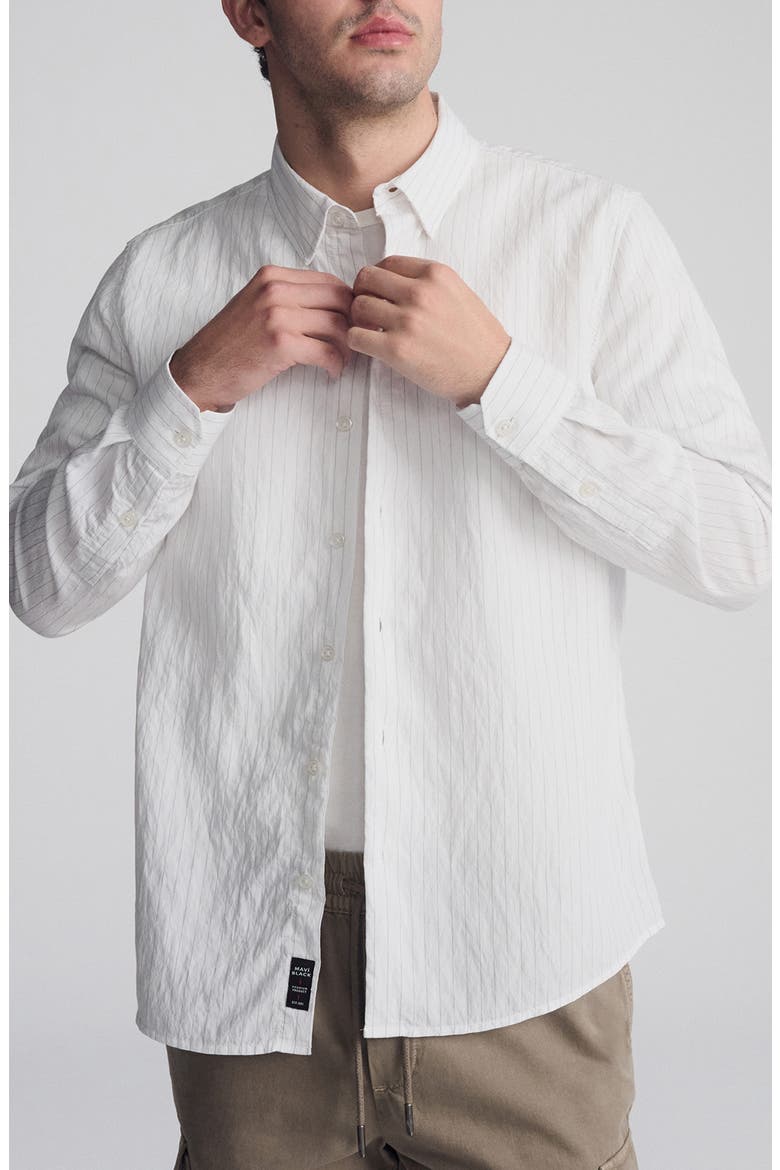 Regular Fit Stripe Button-Up Shirt, Main, color, BLACK