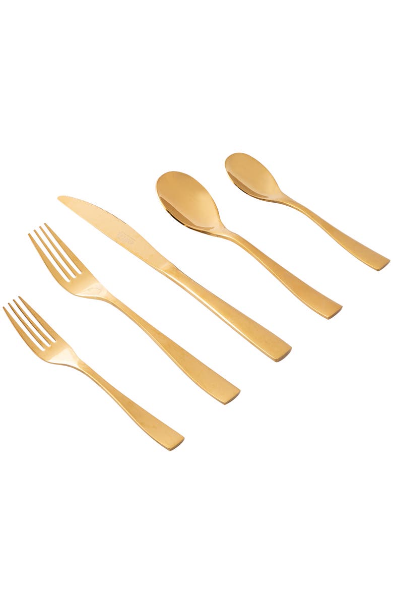 Holland Road 20 Piece Gold Stainless Steel Flatware Set, Alternate, color, Metallic Gold