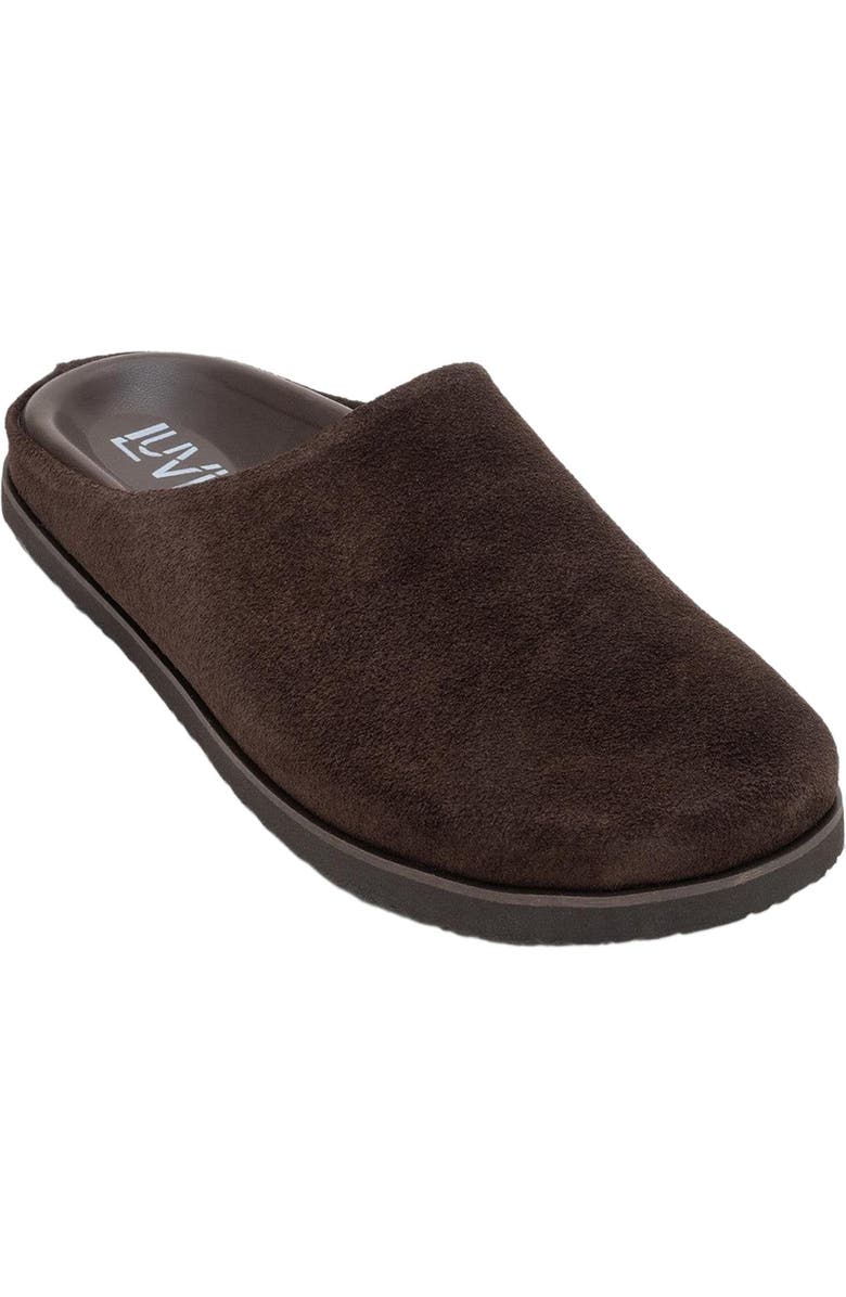 Forever & Always Shoes Space Suede Leather Slide Sandal, Main, color, Brown Leather