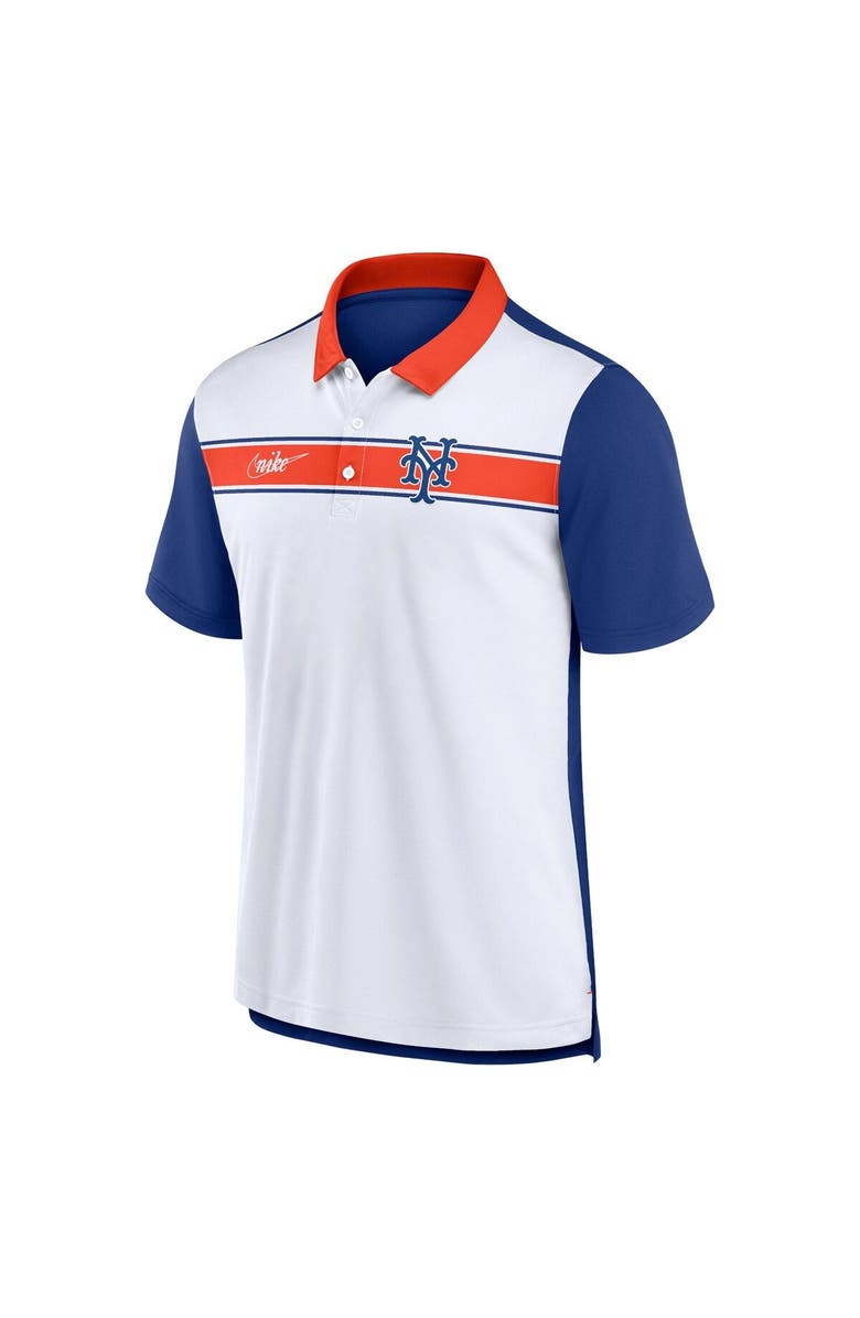 Nike Men's Nike  White/Royal New York Mets Rewind Stripe Polo, Alternate, color, White