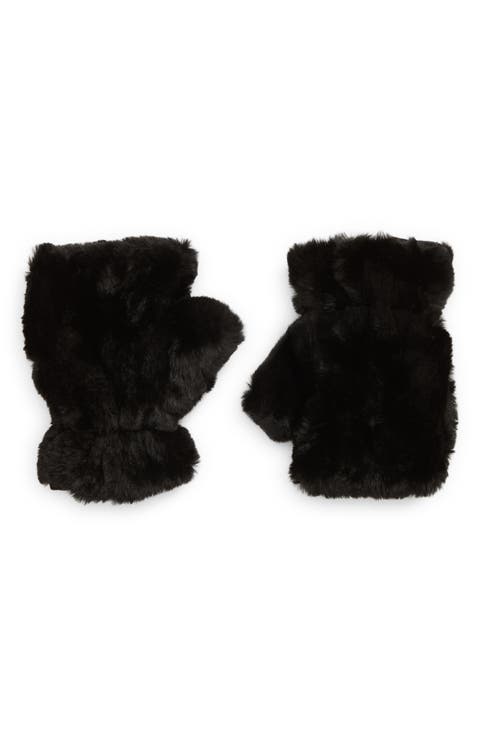 Faux Fur Fingerless Mittens