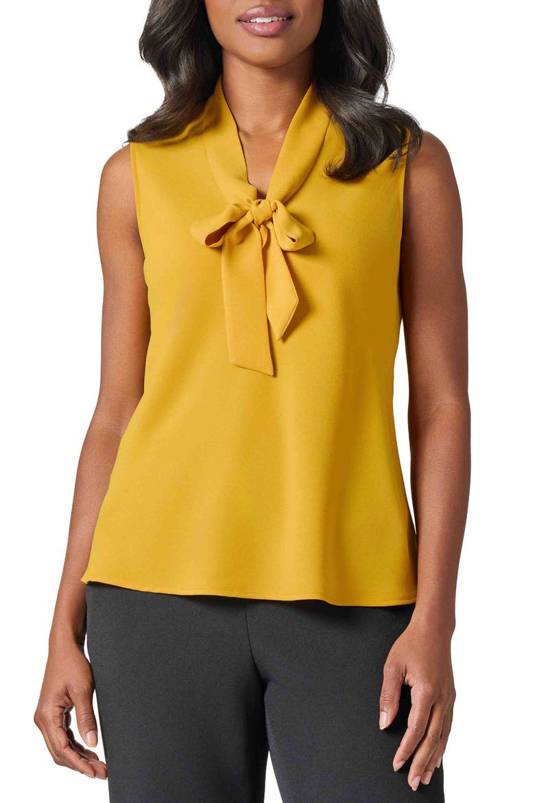 Sleeveless Tie Front Top, Main, color, BUTTERSCOTCH