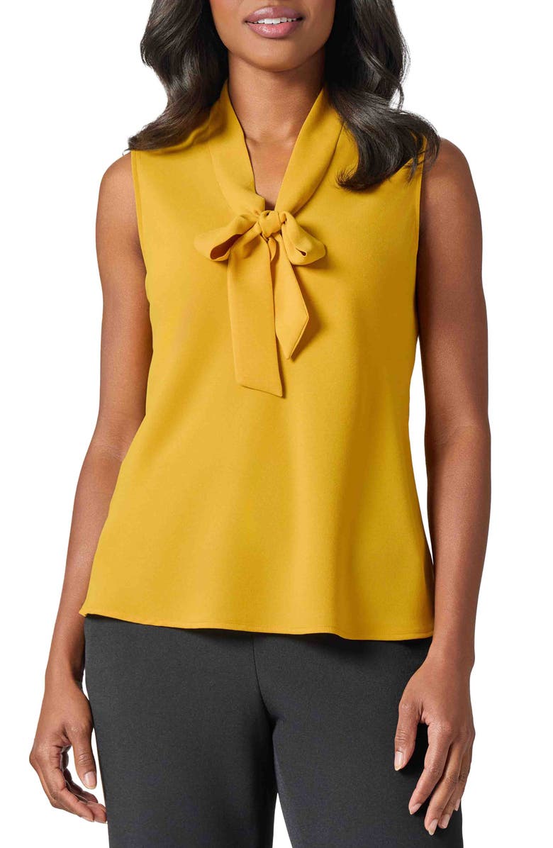 KASPER Sleeveless Tie Front Top, Main, color, Butterscotch