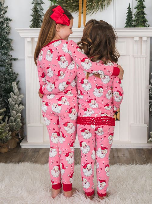 Rufflebutts Modal Blend Ruffle Long Sleeve Pajama Set In Pink