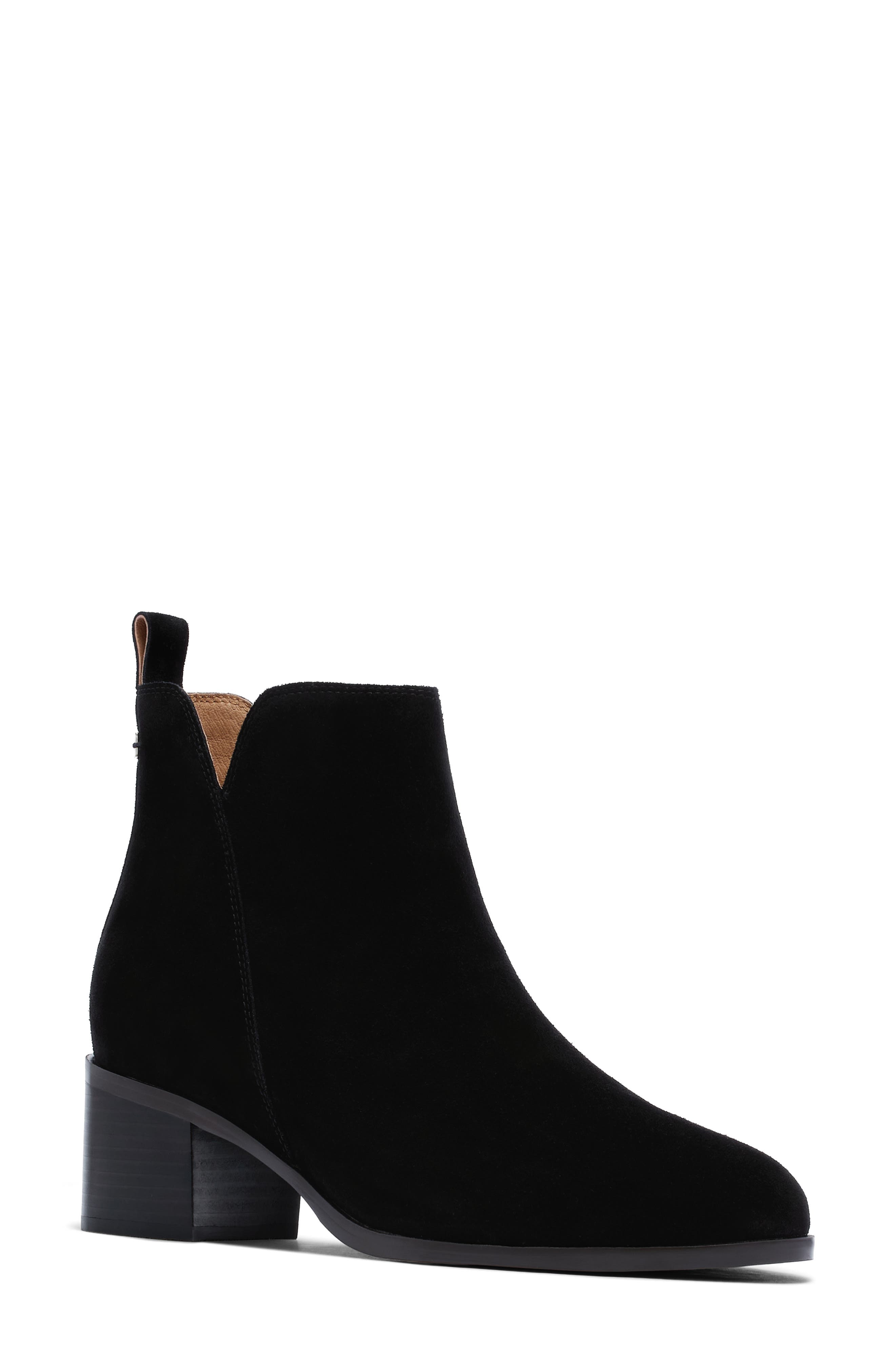 Georgia Leather Bootie, Main, color, BLACK SUEDE