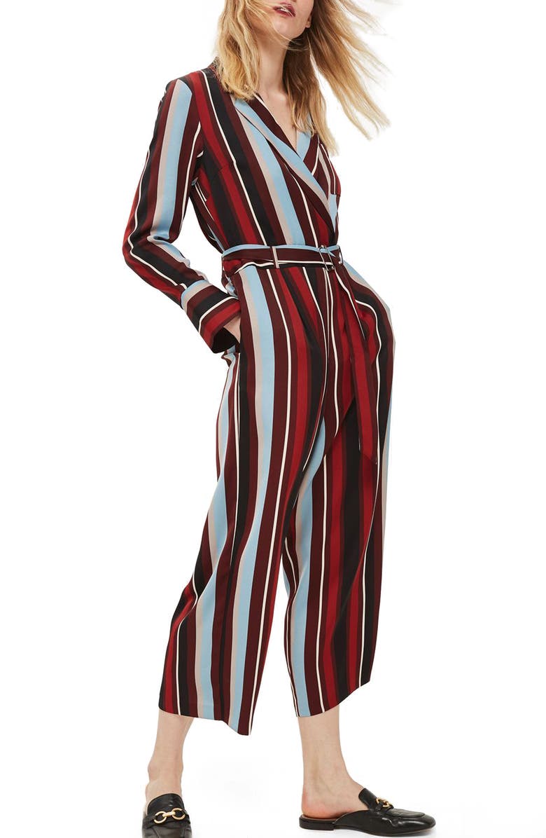 Topshop Stripe Jumpsuit, Main, color,