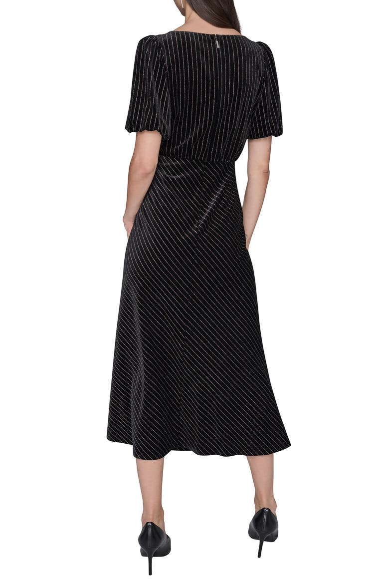 Metallic Stripe Velvet Midi Dress, Alternate, color, BLACK MULTI