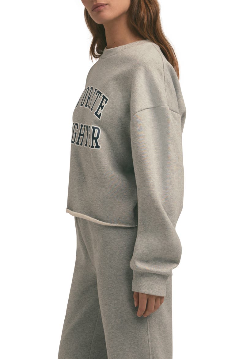 Cropped Collegiate Sweatshirt, Alternate, color, HEATHER GREY/NAVY