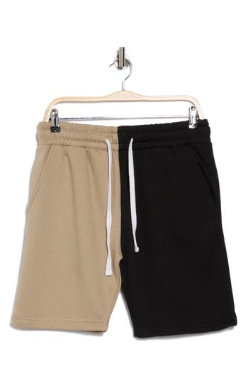 Fleece Factory Split Cotton Blend Shorts In Beige/black