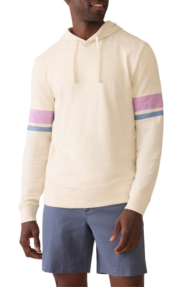 Faherty Sunwashed Slub Organic Cotton Hoodie, Main, color, Cream Dume Stripe