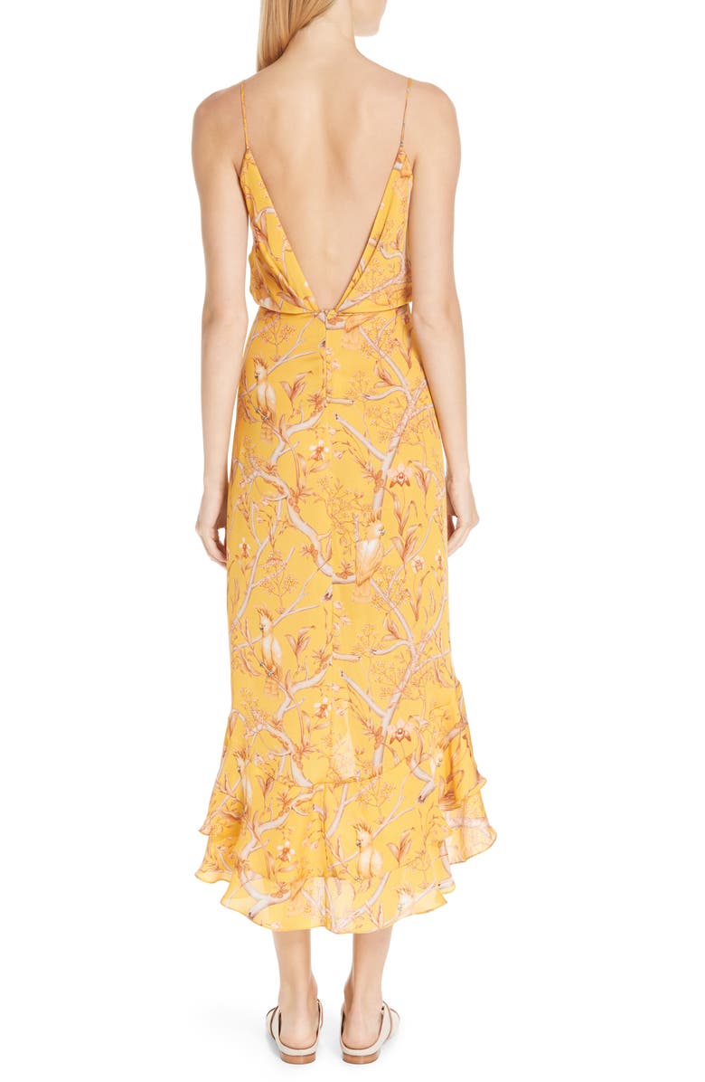 Johanna Ortiz Daffodil Print Silk Midi Dress, Alternate, color,