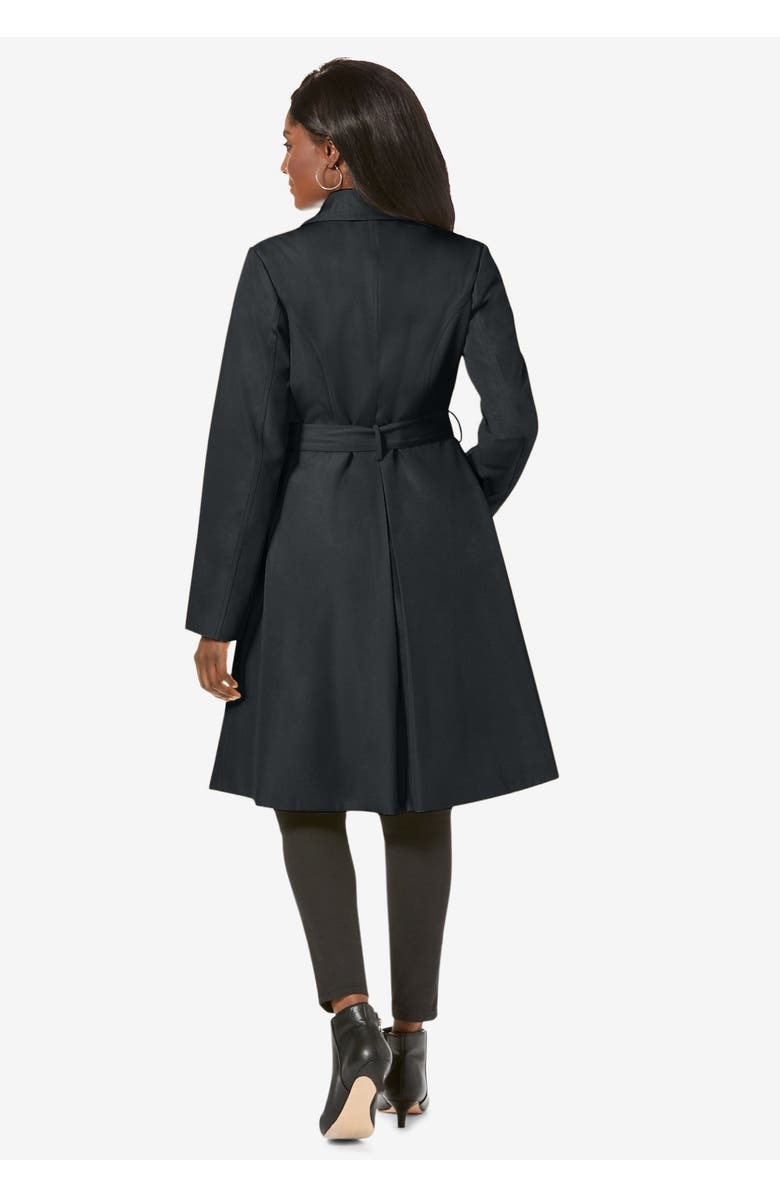 Jessica London Pleated Trench Coat, Alternate, color, Black