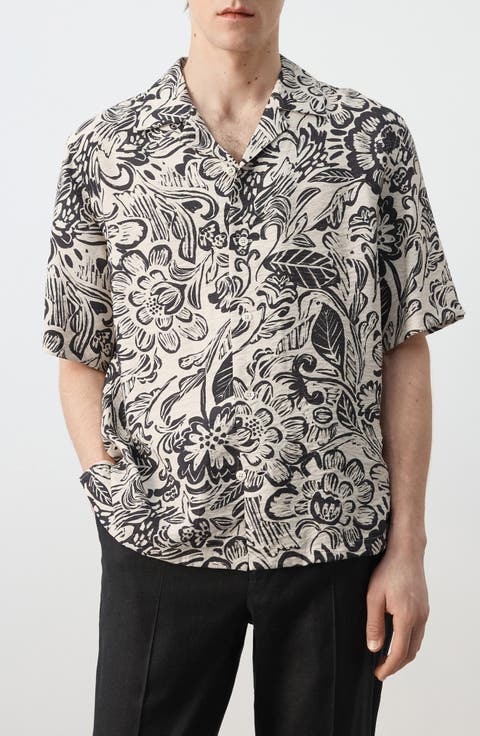 Printed Textured Camp Shirt