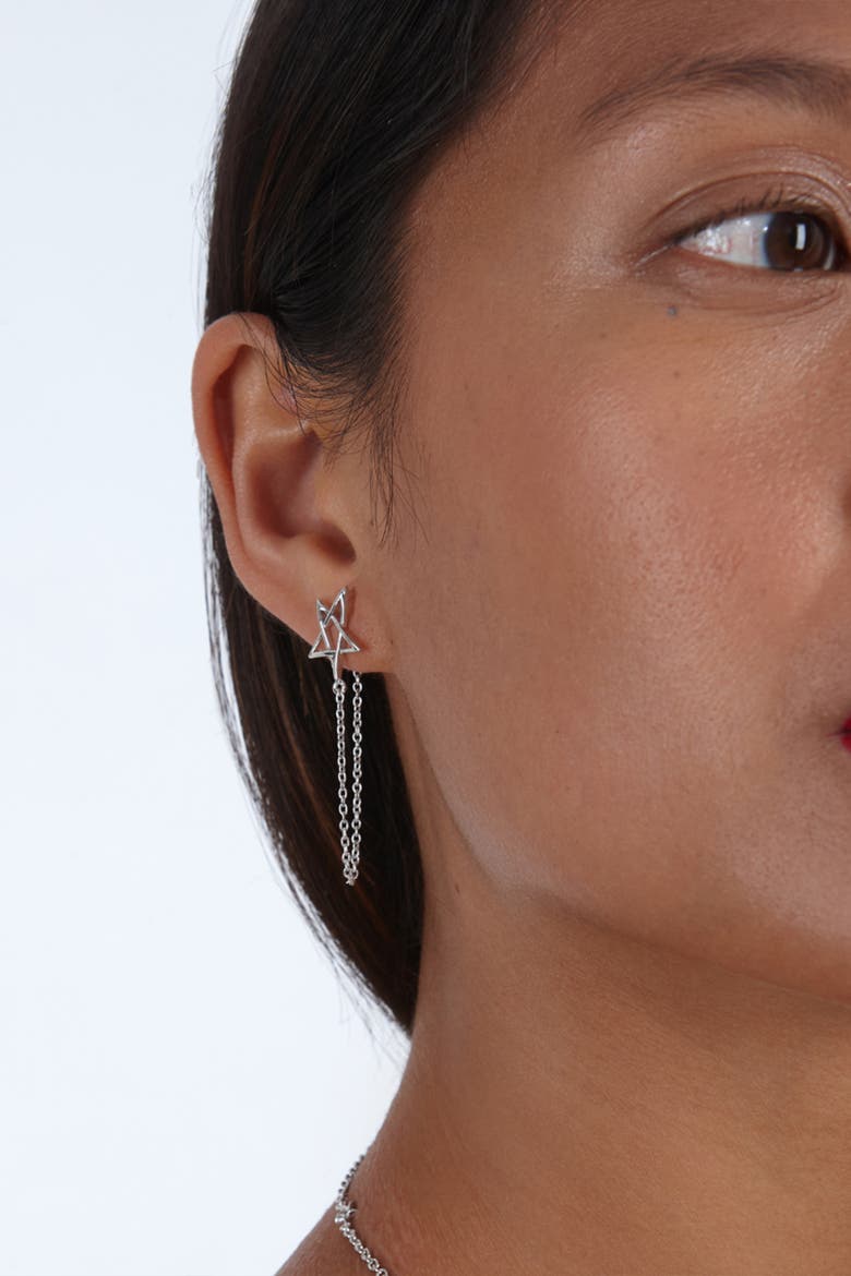 Sol Star Loop Earrings, Alternate, color, Sterling Silver