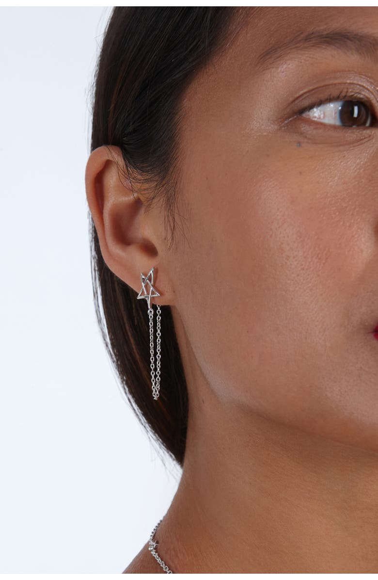 Lucy Quartermaine Sol Star Loop Earrings, Alternate, color, Sterling Silver