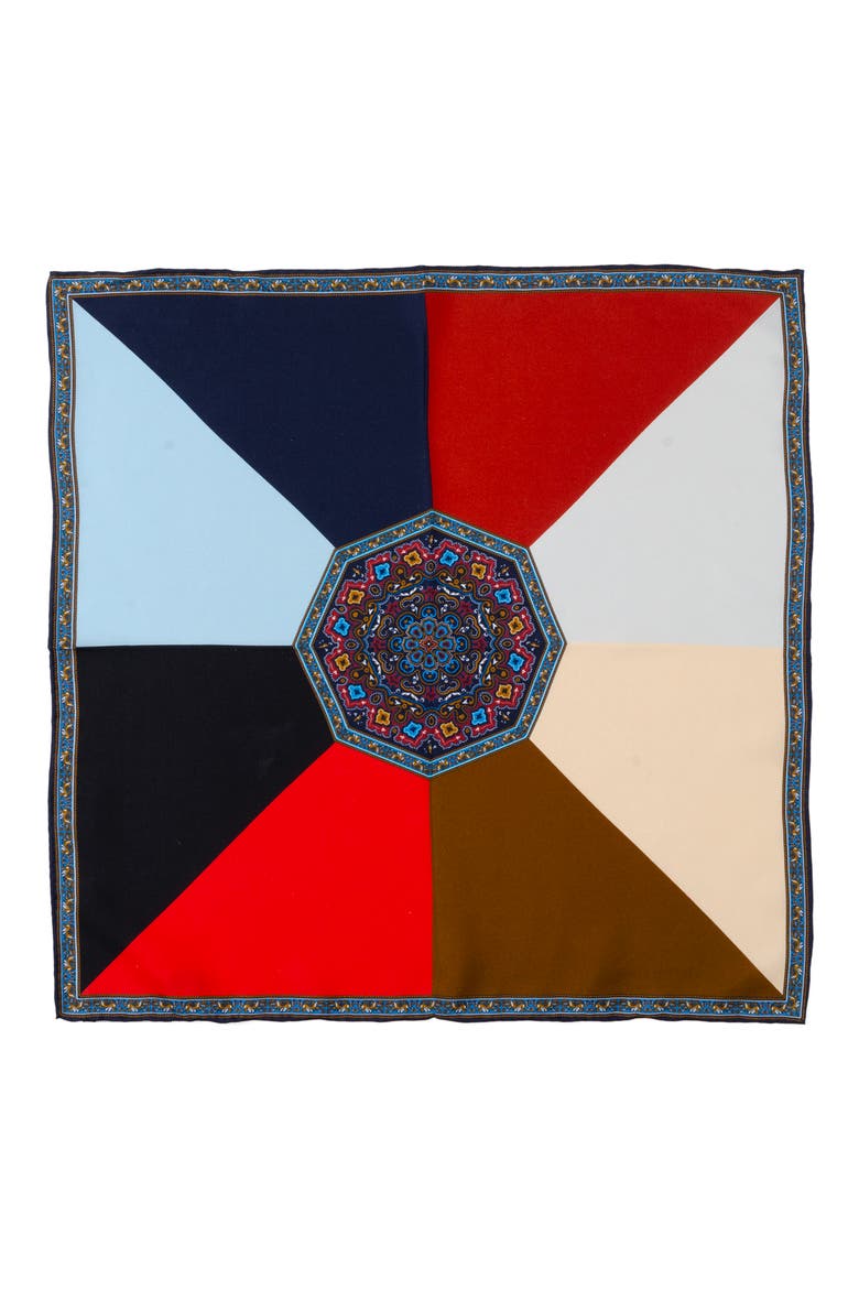 Vincent De Paul Multi Colored Paisley Pocket Square, Main, color, BLUE MULTI