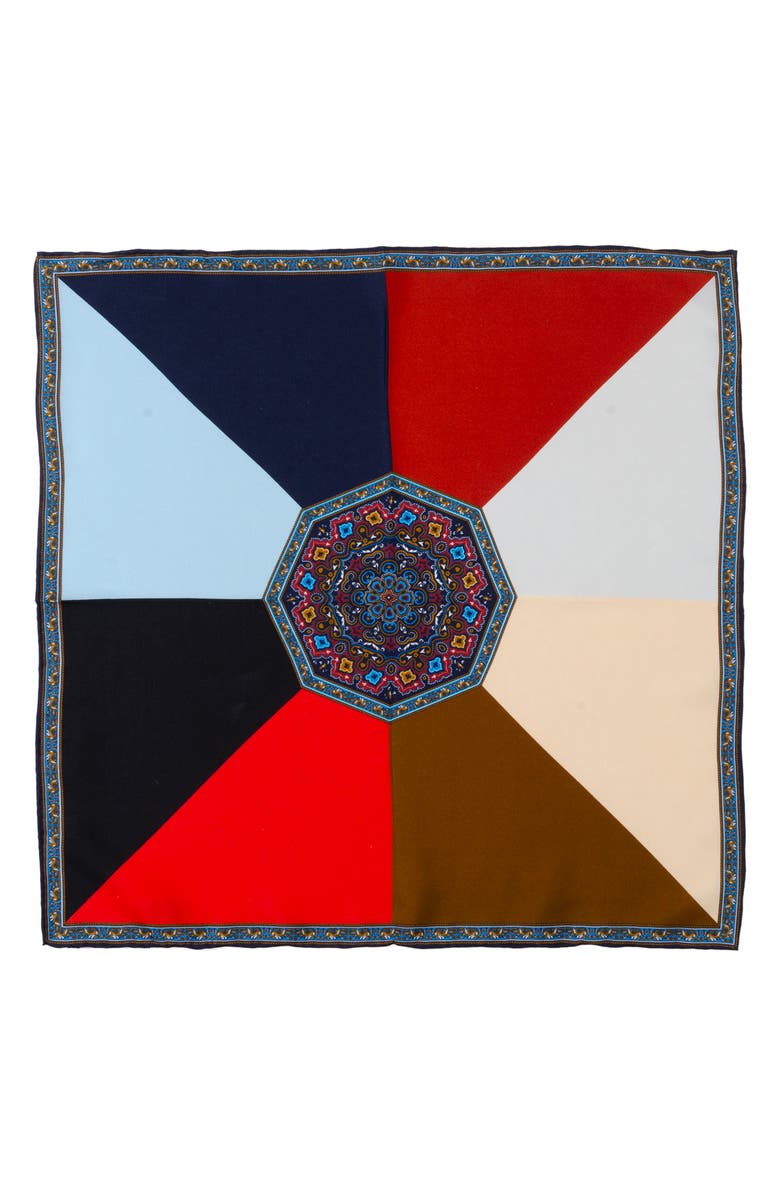 Cufflinks, Inc. Vincent De Paul Multi Colored Paisley Pocket Square, Main, color, Blue Multi