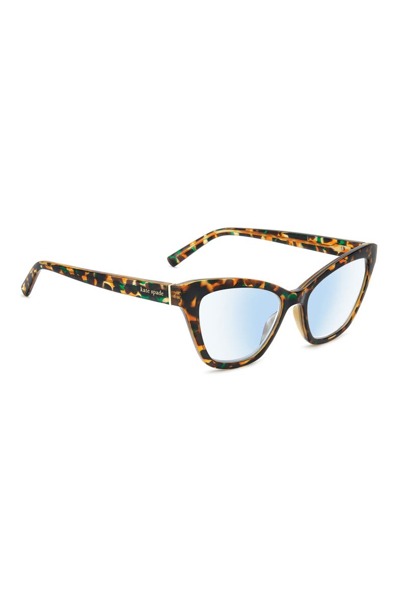 gracelyn 54mm blue light blocking rectangular reading glasses, Alternate, color, HAVANA GREEN