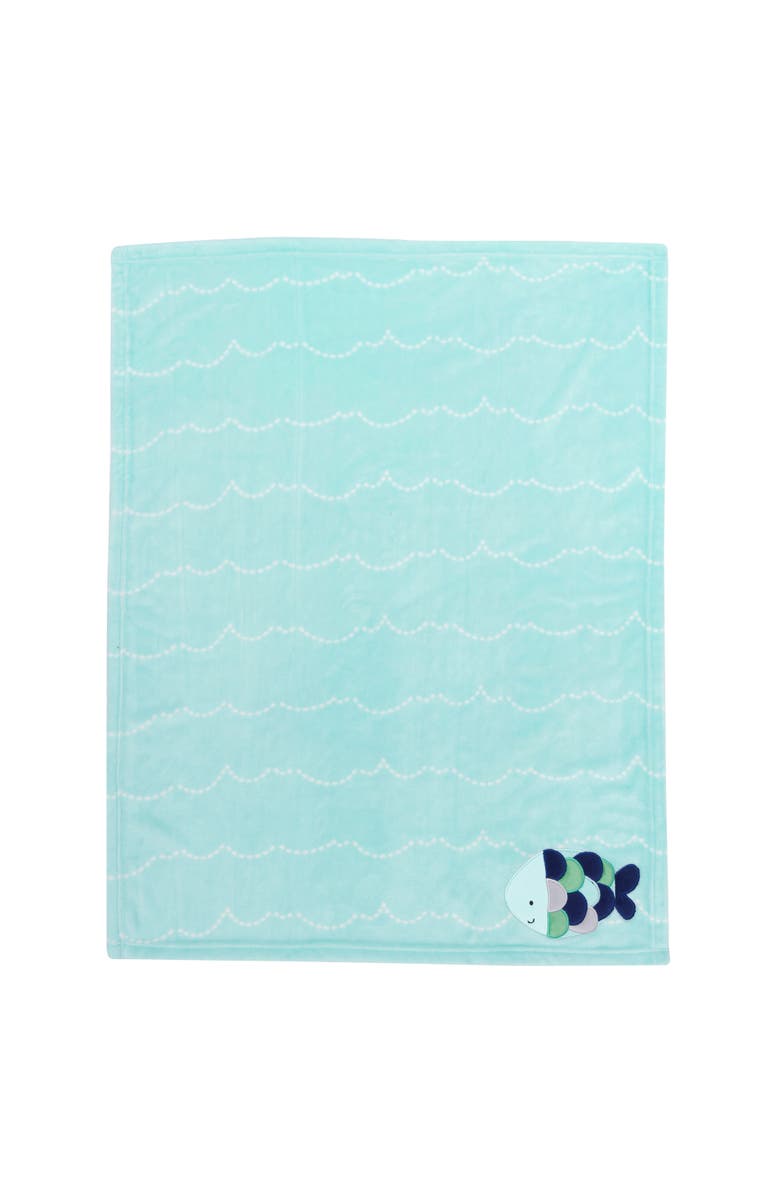 Lambs & Ivy Oceania Nautical Fish Luxury Coral Fleece Baby Blanket, Alternate, color, Blue
