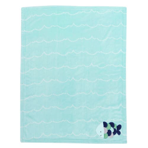 Lambs & Ivy Oceania Nautical Fish Luxury Coral Fleece Baby Blanket In Blue