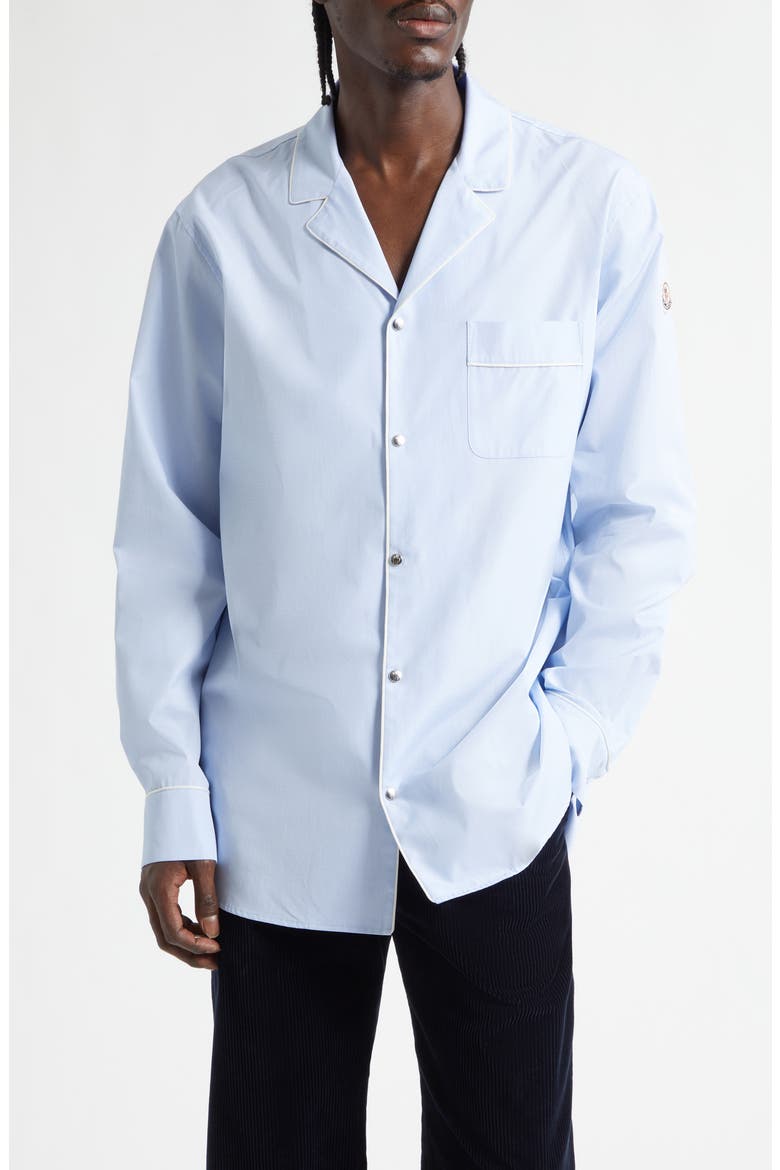 Cotton Fil-à-Fil Snap Front Shirt, Main, color, BLUE