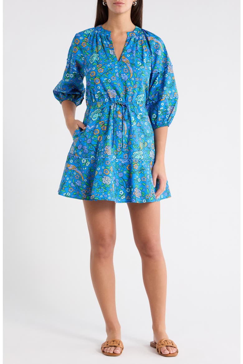 Dabria Split Neck Minidress, Main, color, BLUE-GREENS