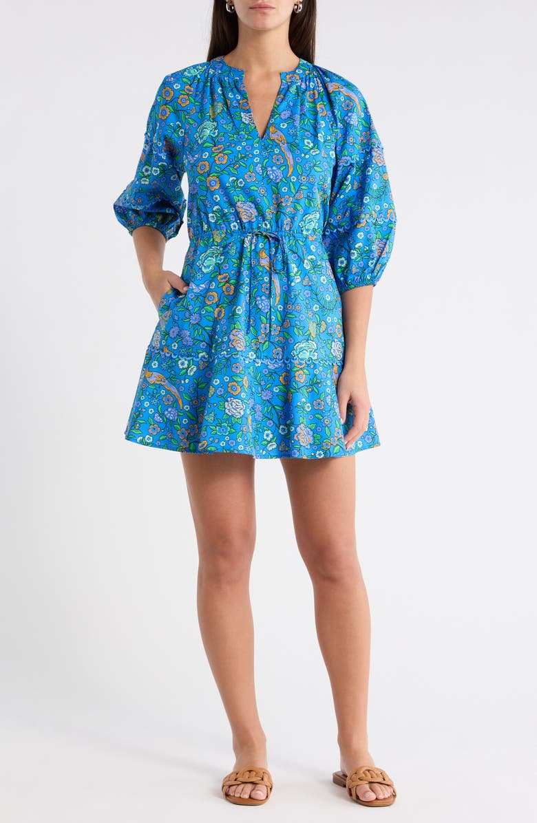 SUGARLIPS Dabria Split Neck Minidress, Main, color, Blue-Greens