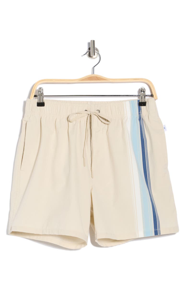 Vintage Summer Poolside Stretch Volley Swim Shorts, Main, color, Tan