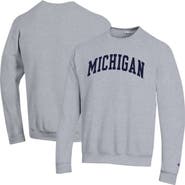 Champion Men's Champion  Heather Gray Michigan Wolverines Basic Arch Fleece Pullover Sweatshirt