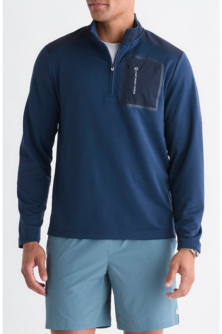 Grid-Tech Quarter Zip Pullover, Main, color, BLUE BLAZER
