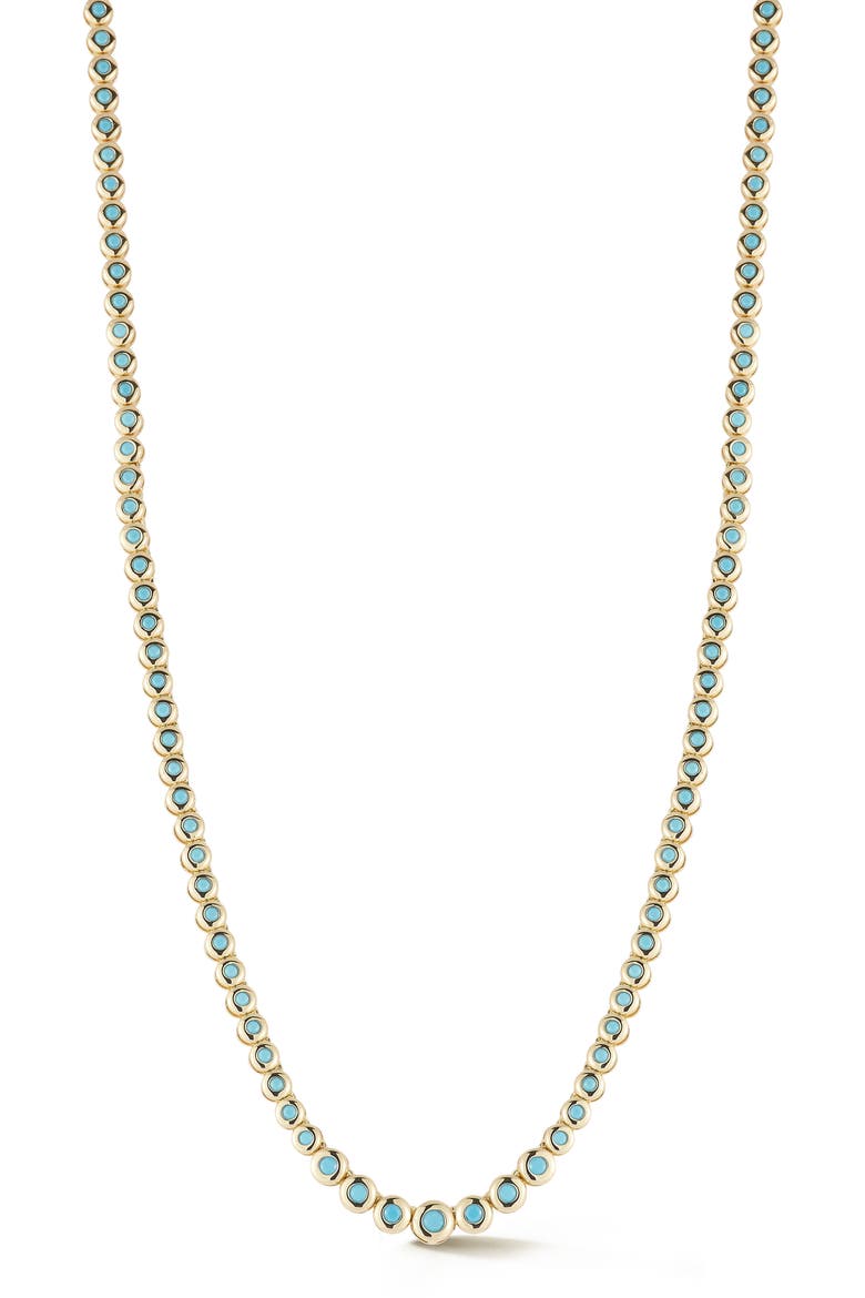 Graduated Tennis Necklace, Main, color, GOLD/ TURQUOISE