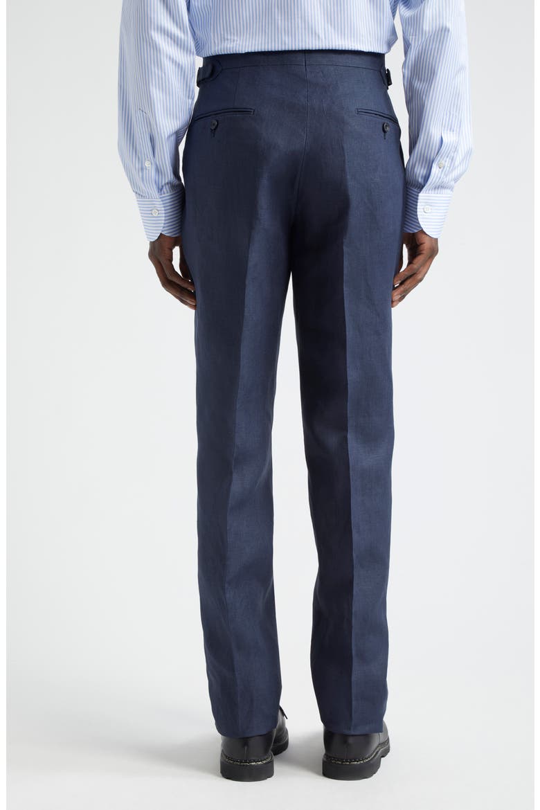 Tailored Pleated Linen Pants, Alternate, color, NAVY