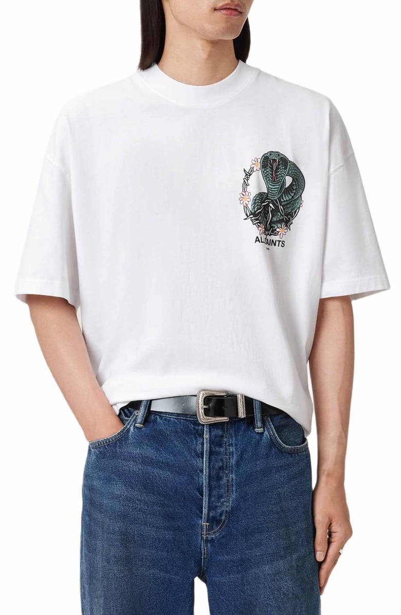 AllSaints Snakebite T-Shirt, Alternate, color, Optic White