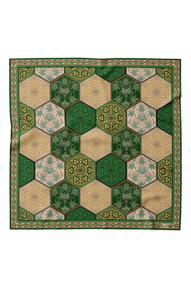 Dante - Silk Pocket Square for Men, Main, color, Emerald Green