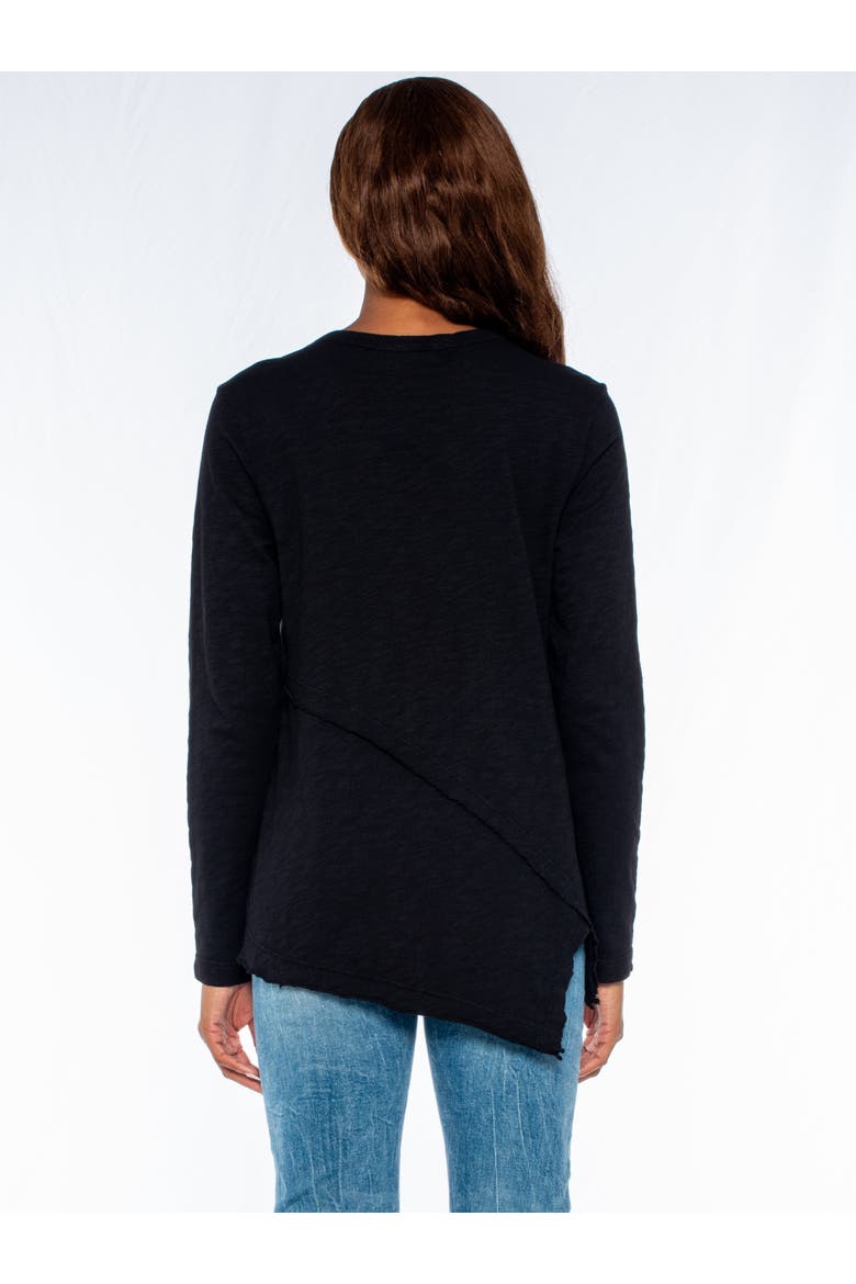 Crew Long Sleeve Easy Crossover Raw Hem Top, Alternate, color, Grey Heather