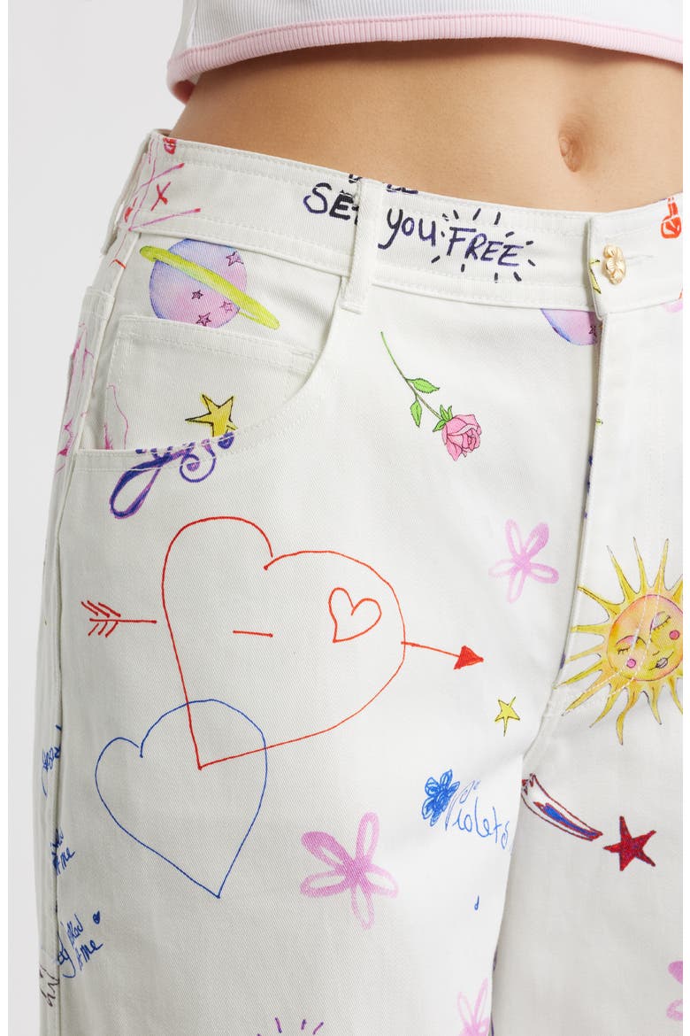 Printed Straight Leg Jeans, Alternate, color, DEAR DIARY