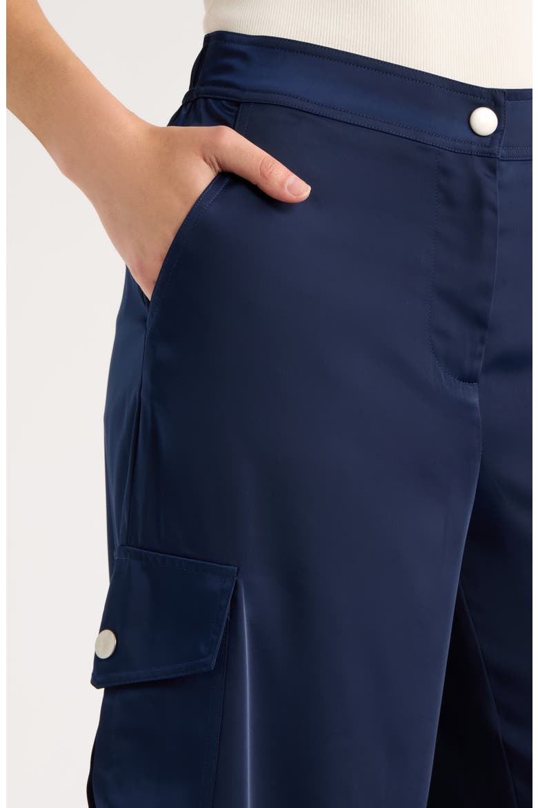 Wide Leg Bellows Pocket Trouser Pants, Alternate, color, EVENING BLUE