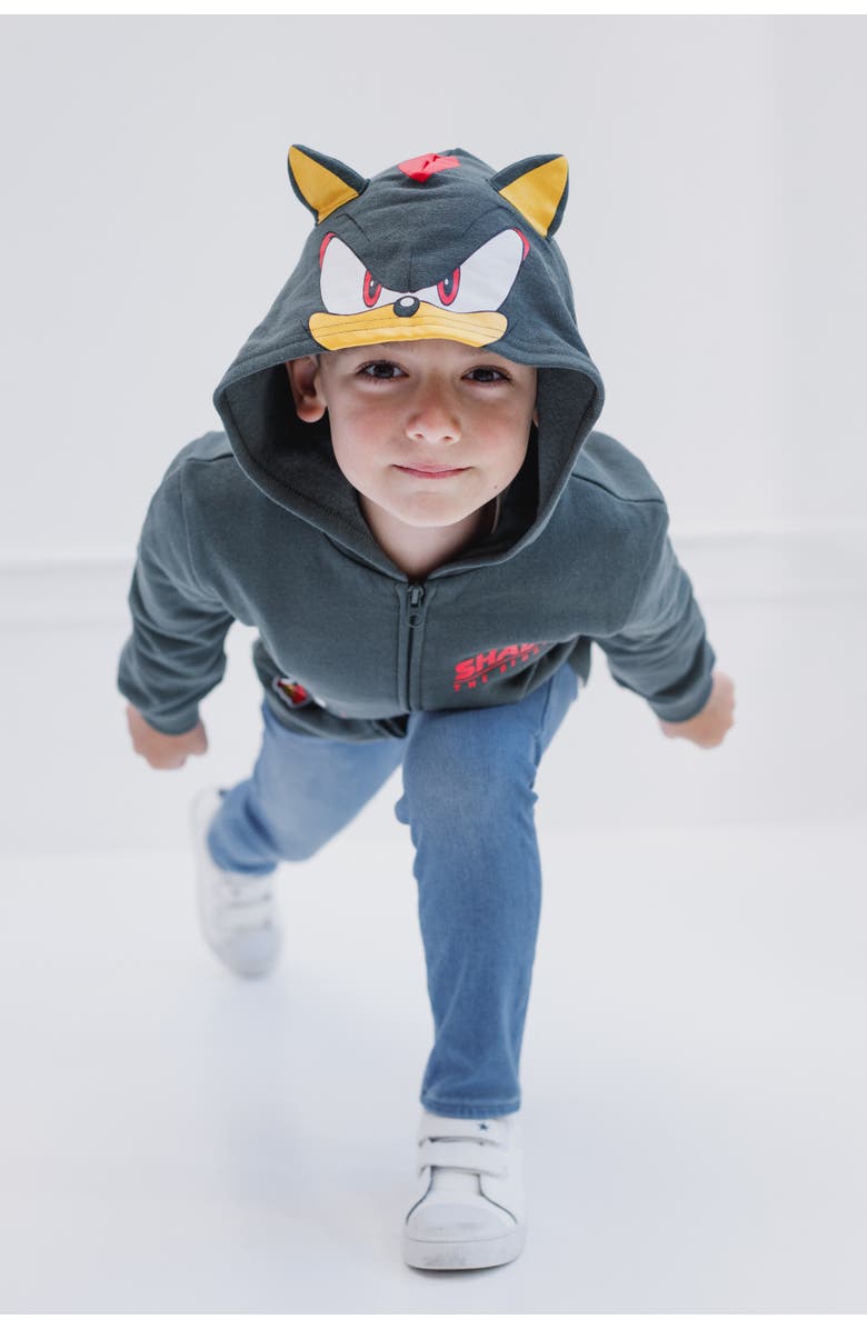 SEGA Sonic the Hedgehog Cosplay Fleece Zip-Up Hoodie, Alternate, color, Charcoal Shadow