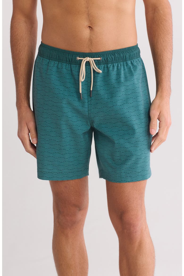 The Bayberry Water Repellent Swim Trunks, Main, color, GREEN WAVES