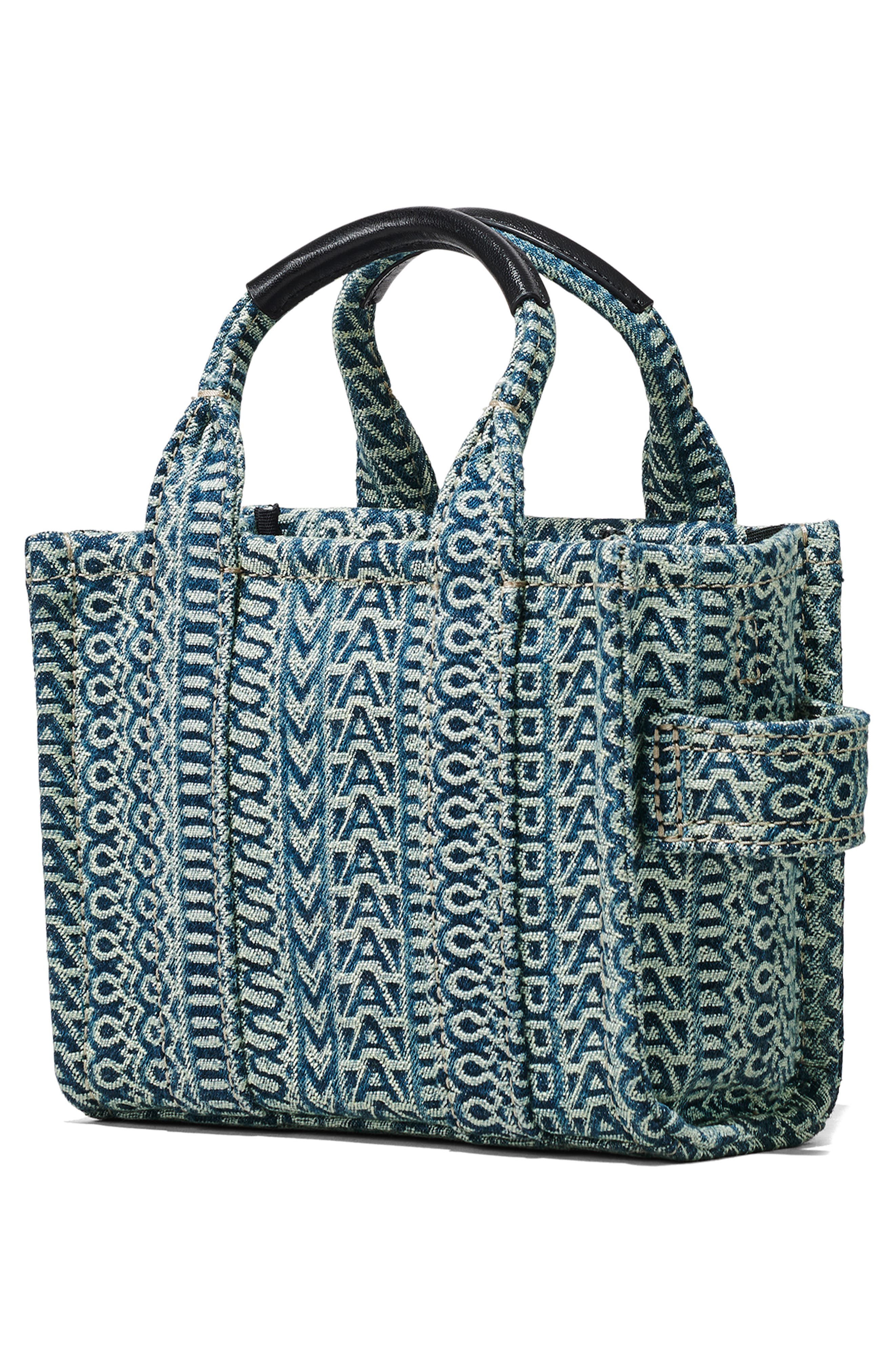 Marc Jacobs The Washed Monogram Denim Crossbody Tote Bag, Alternate, color, 