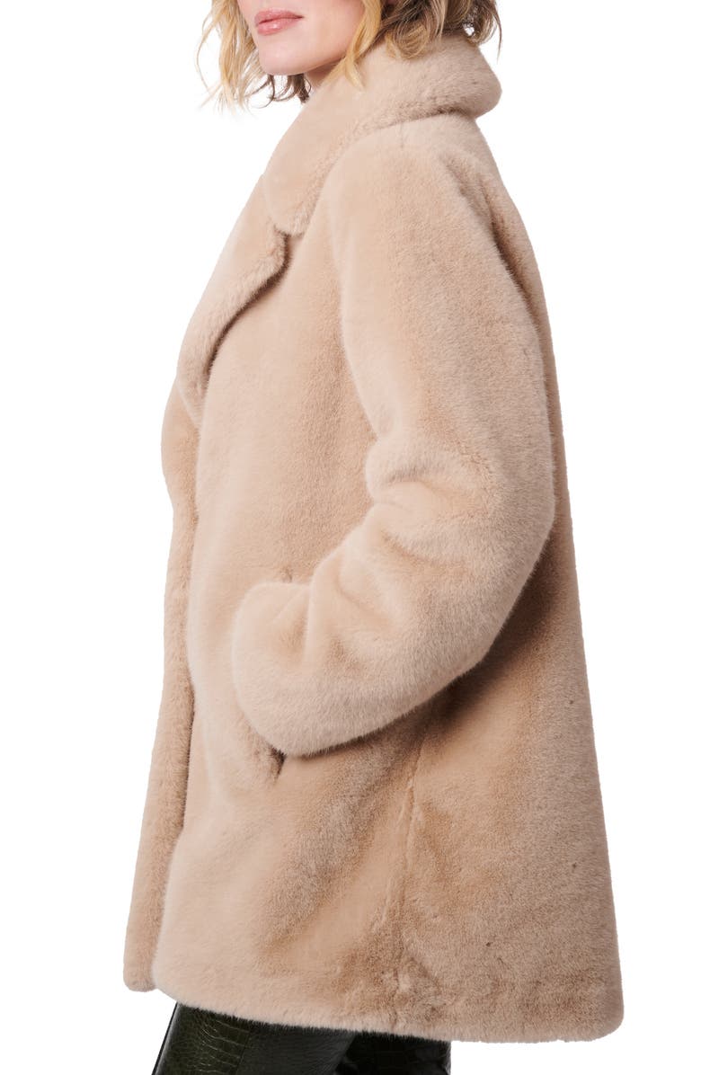 Bernardo The Sally Faux Fur Coat, Alternate, color, Beige