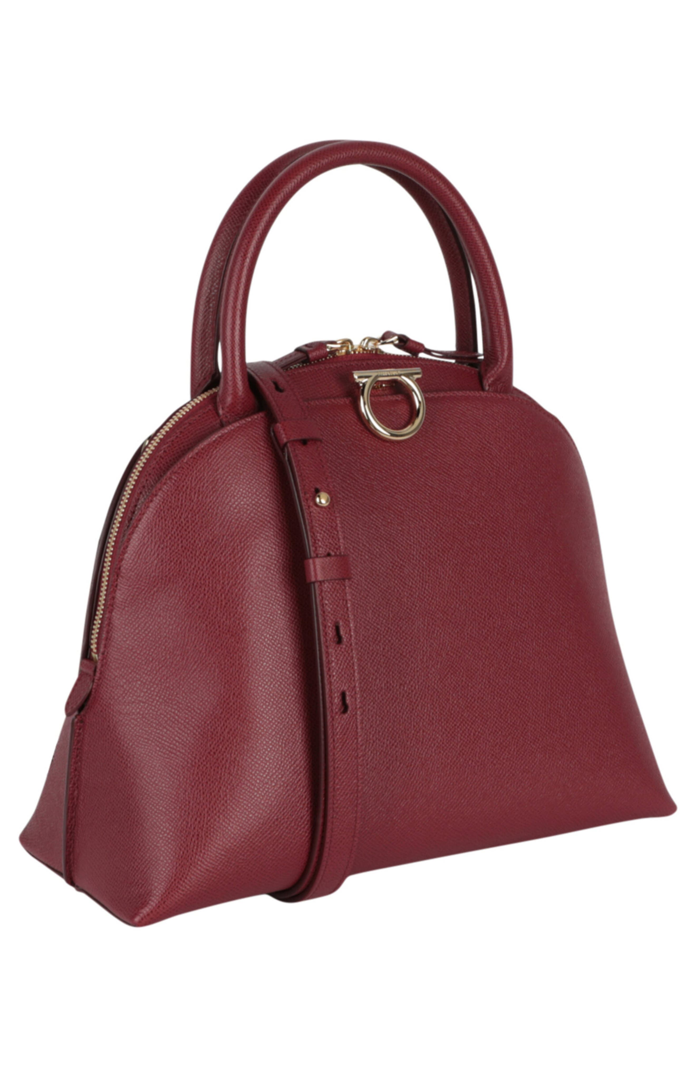 FERRAGAMO Gancini Medium Top Handle Bag, Alternate, color, Burgundy