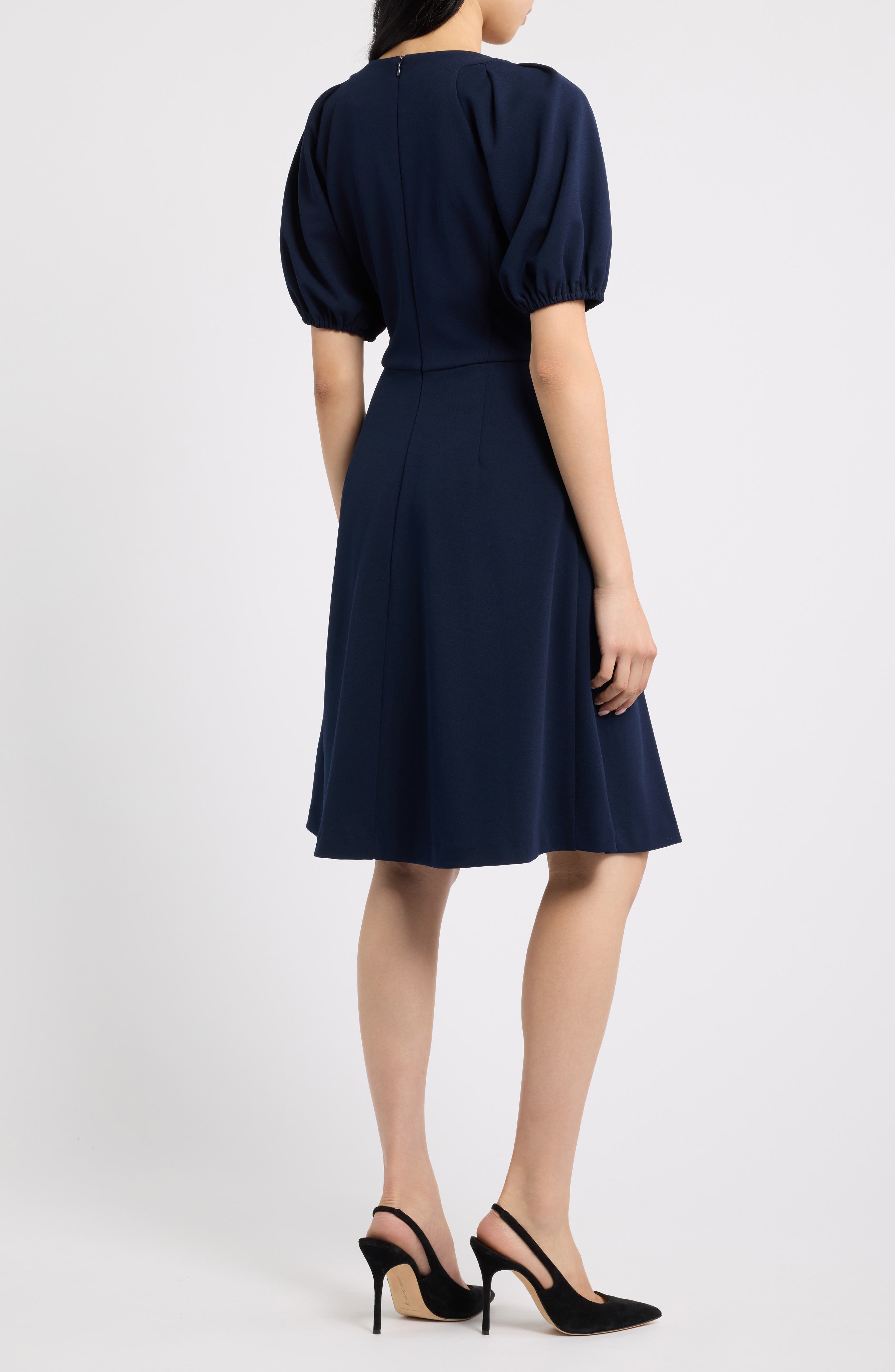 Vince Camuto Puff Sleeve Scuba Crepe Dress (Women) | Nordstrom