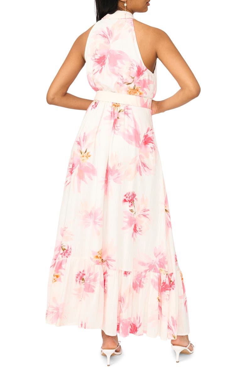 CeCe Print Belted Sleeveless Maxi Dress, Alternate, color, Teaberry
