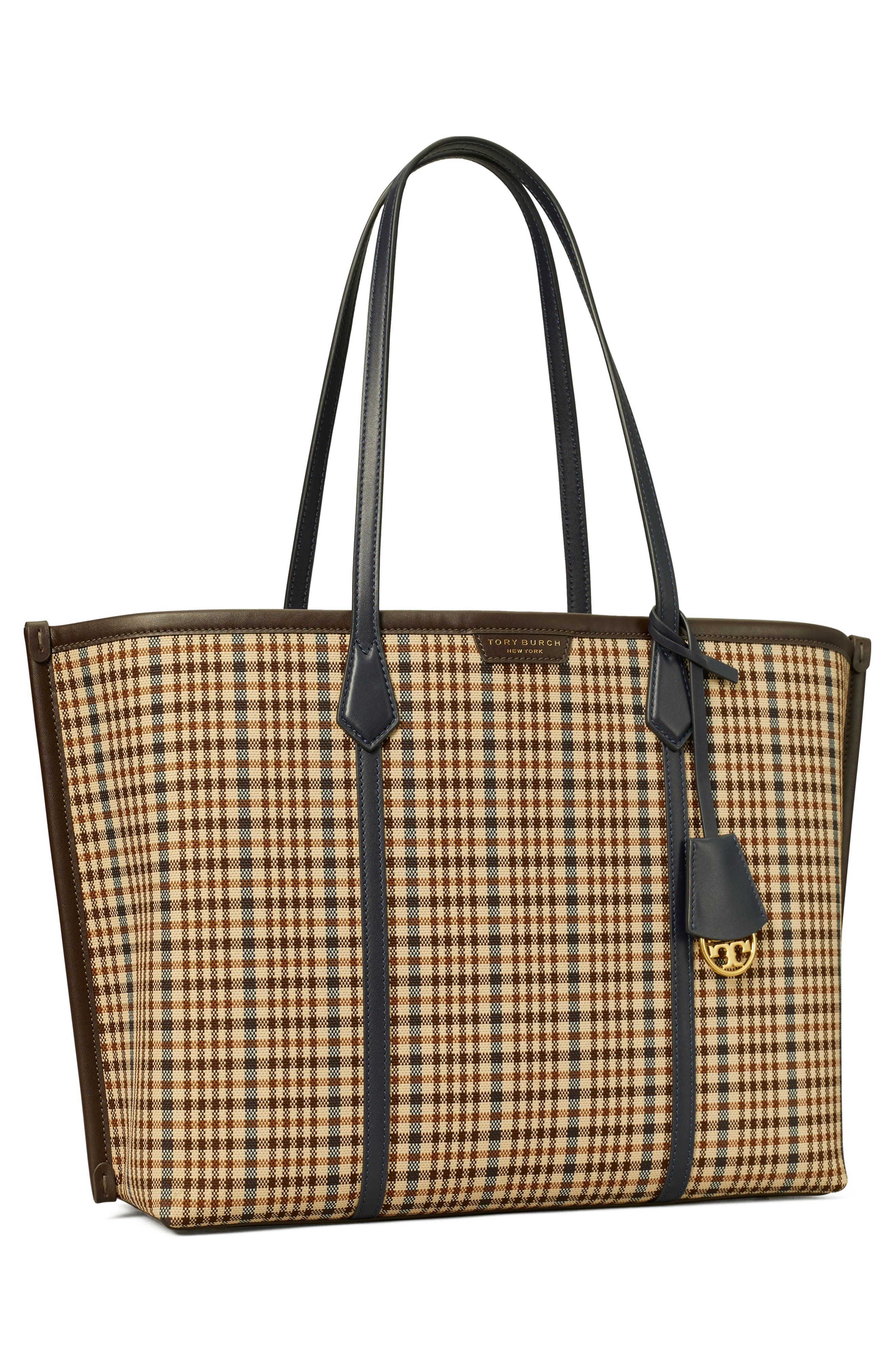 Tory Burch Perry Plaid Triple Compartment Tote, Alternate, color, 
